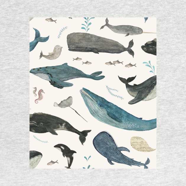 Whale song (blue) by katherinequinnillustration